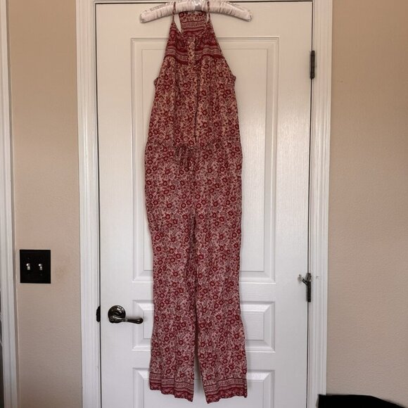 Faherty Adella Floral Jumpsuit Size XS Red Pink Pockets Resortwear - Picture 4 of 15